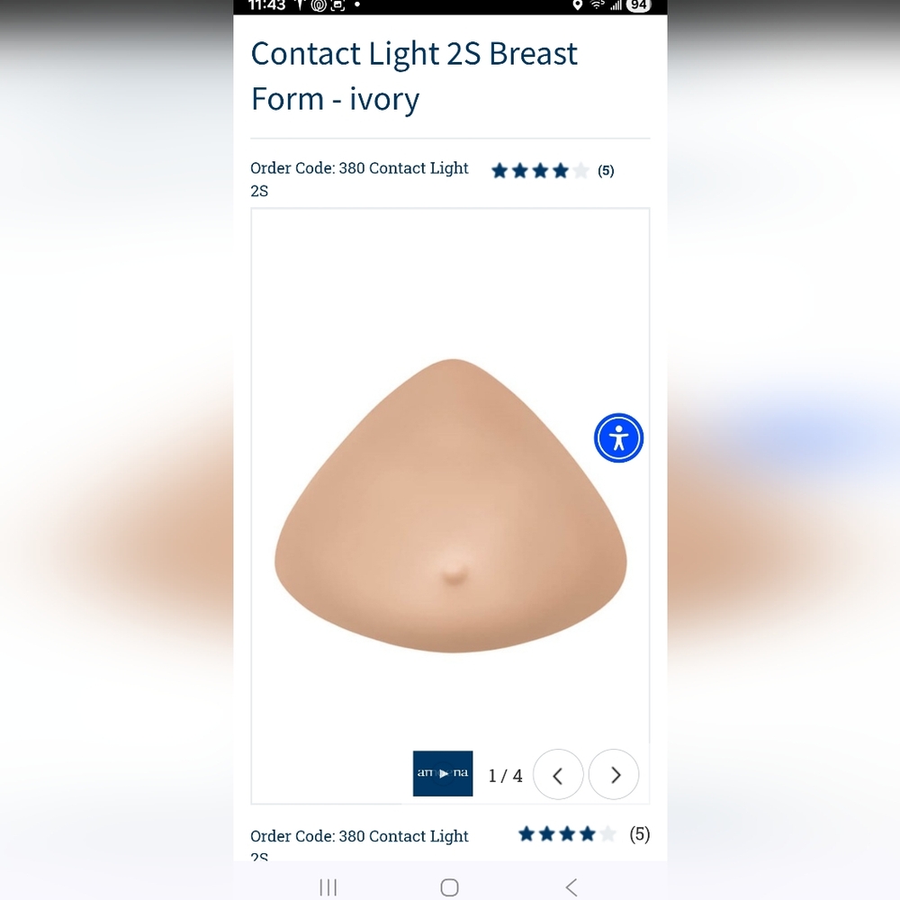Amoena Contact Light 2S Breast Form - Cream